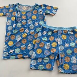 Little Sleepies Blue Cookies & Milk Two Piece Short Sleeve Pajama Set